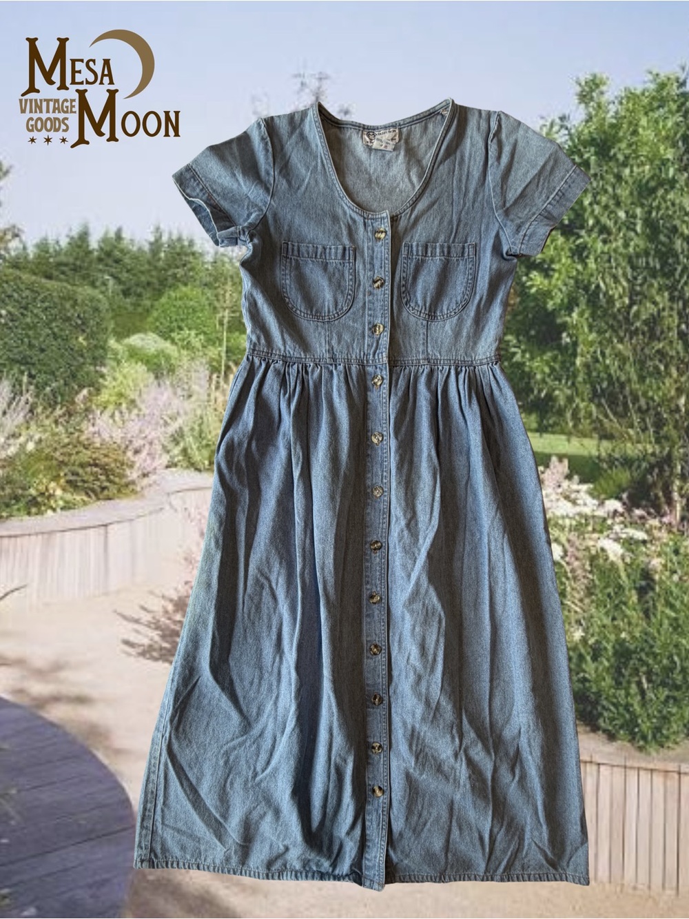 Vintage Women's Denim Button-Front Midi Dress